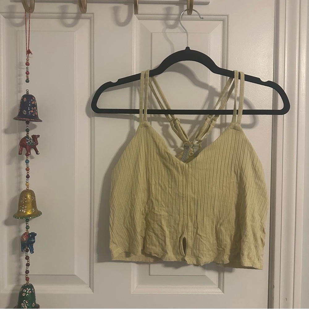 Aerie Green Bralette Crop Top with Lace Back, XL